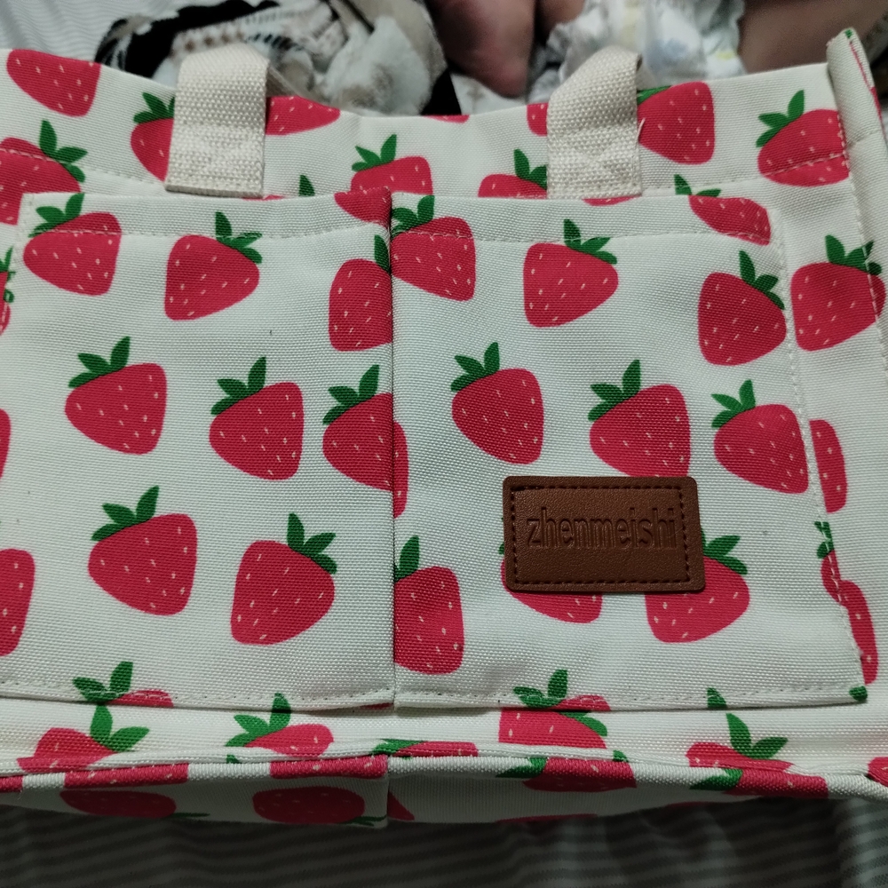 Strawberry Pattern Crossbody Bag - Cream and Red